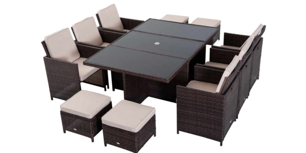 Outsunny Outdoor 11pc Rattan Dining Set
